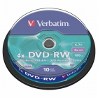 Диск DVD-RW Verbatim 4.7Gb 4x Cake Box (10 шт)