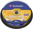 Диск DVD+RW Verbatim 4.7Gb 4x Cake Box (10 шт)